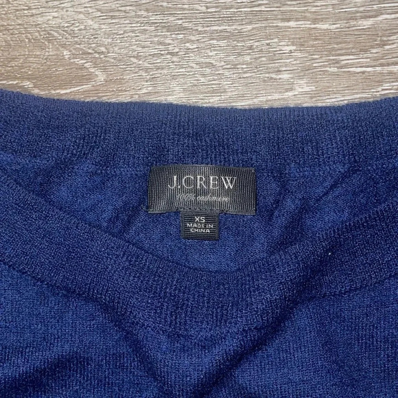 J. Crew Ruffle Sleeve CASHMERE Sweater Navy Blue Bell - xs - Picture 2 of 6